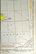 Vintage Aeronautical Chart: Gaspe Peninsula 1948