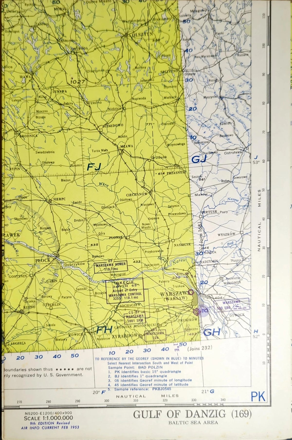 Vintage Aeronautical Chart: Gulf of Danzig 1953