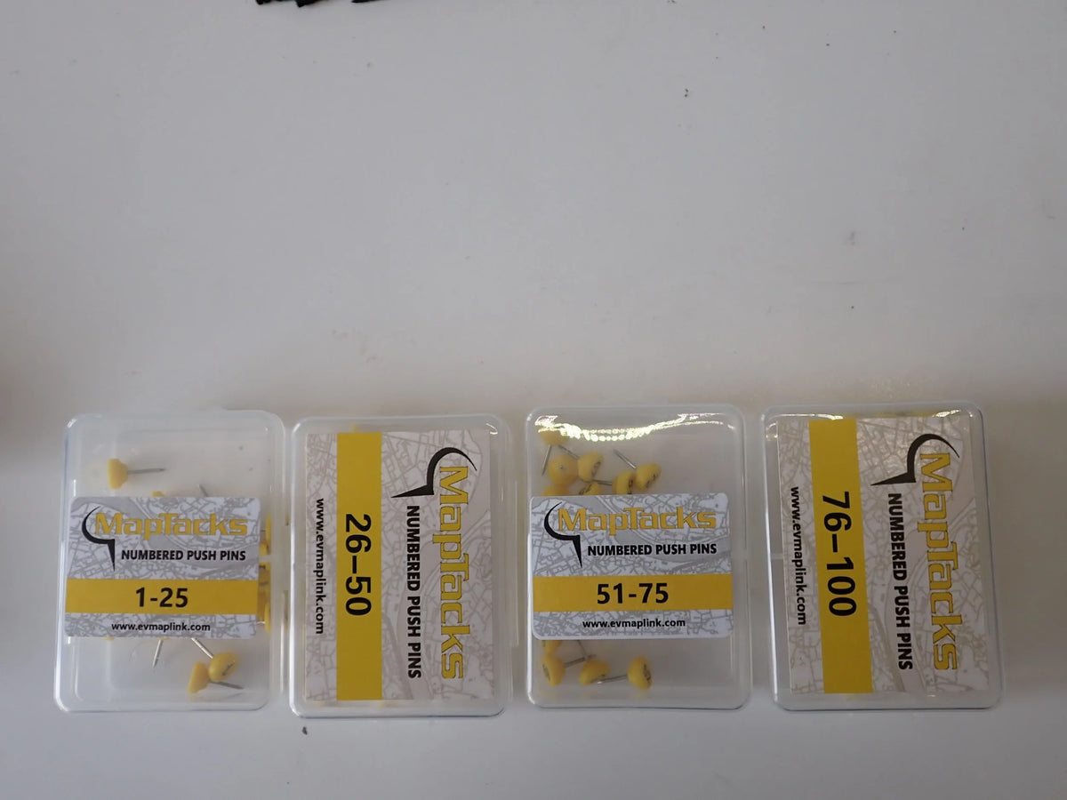 1-100 Numbered Map Pins