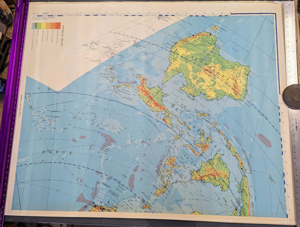 US Airforce Physical-Political Global Chart of the World, 1955