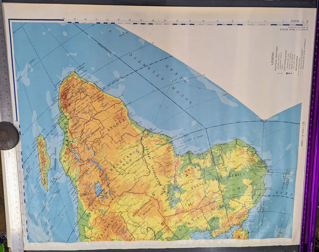 US Airforce Physical-Political Global Chart of the World, 1955