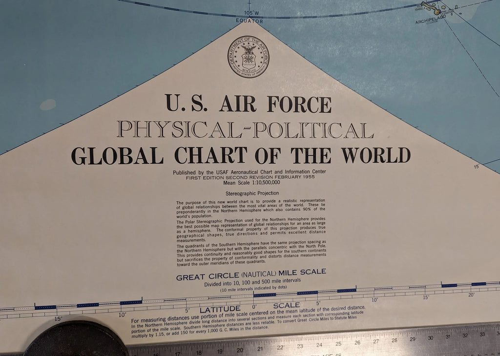 US Airforce Physical-Political Global Chart of the World, 1955