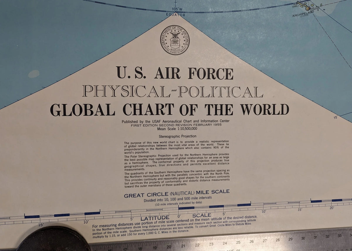 US Airforce Physical-Political Global Chart of the World, 1955