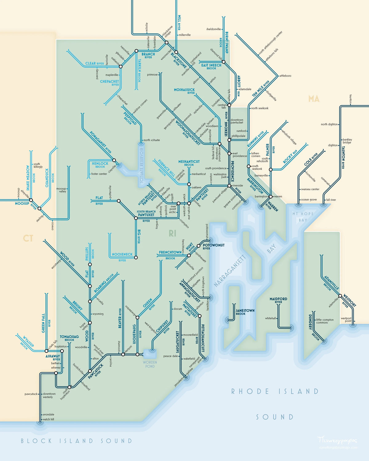Rhode Island Rivers by Daniel Huffman